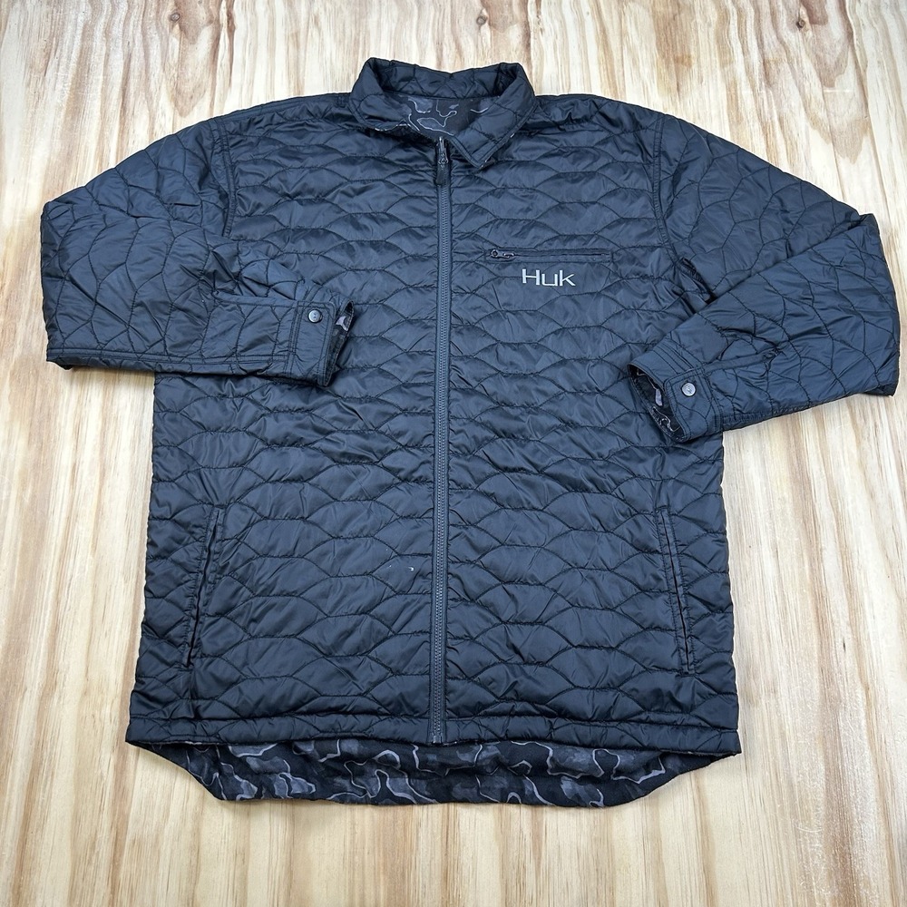 Huk Fishing Men's XL Reversible Quilted Camo Jacket Full Zip Outdoor